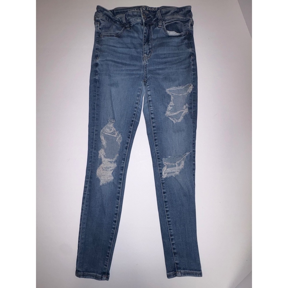 American Eagle Outfitters Hi Rise Jeggings Distressed Jeans Womens Size 6 Short - Picture 5 of 10